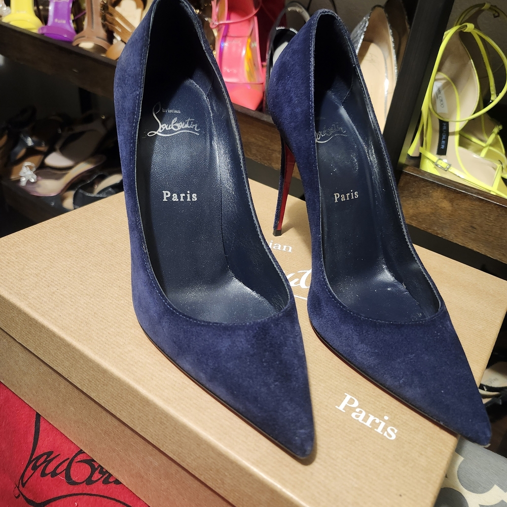 Christian Louboutin Dark Blue Suede Heels